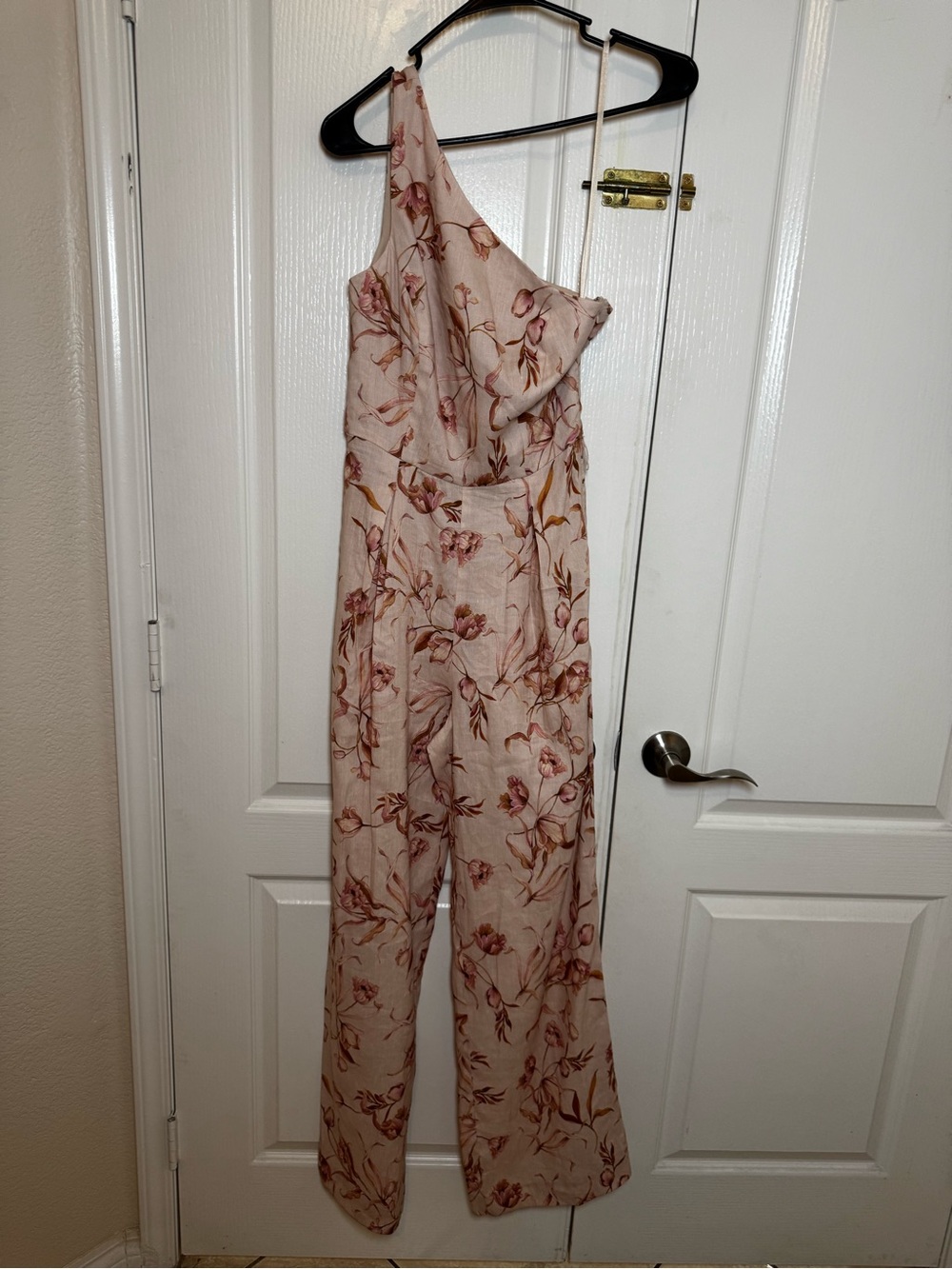 Antonio Melani Floral One Shoulder Wide Leg Jumpsuit Pink Size 0 NO BELT - Picture 2 of 6
